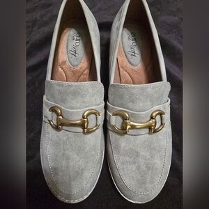 Sofft Gray Moccasins with Gold Accent